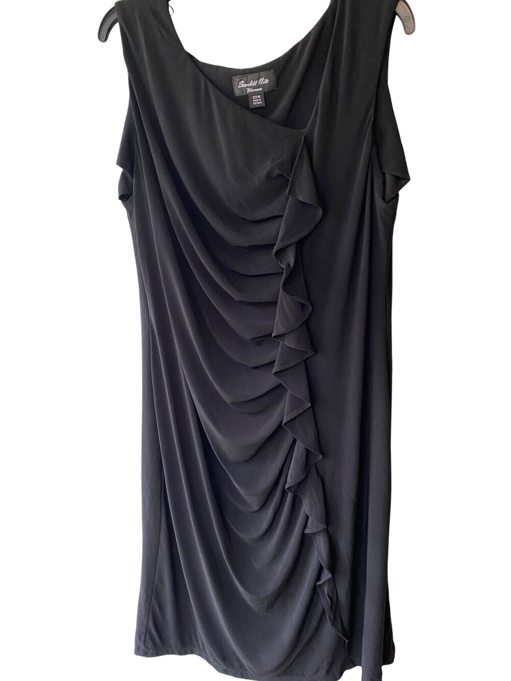 Scarlett Nite Womens Plus Size Black Dress Ruffled Front Sleeveless 22W - Picture 1 of 6